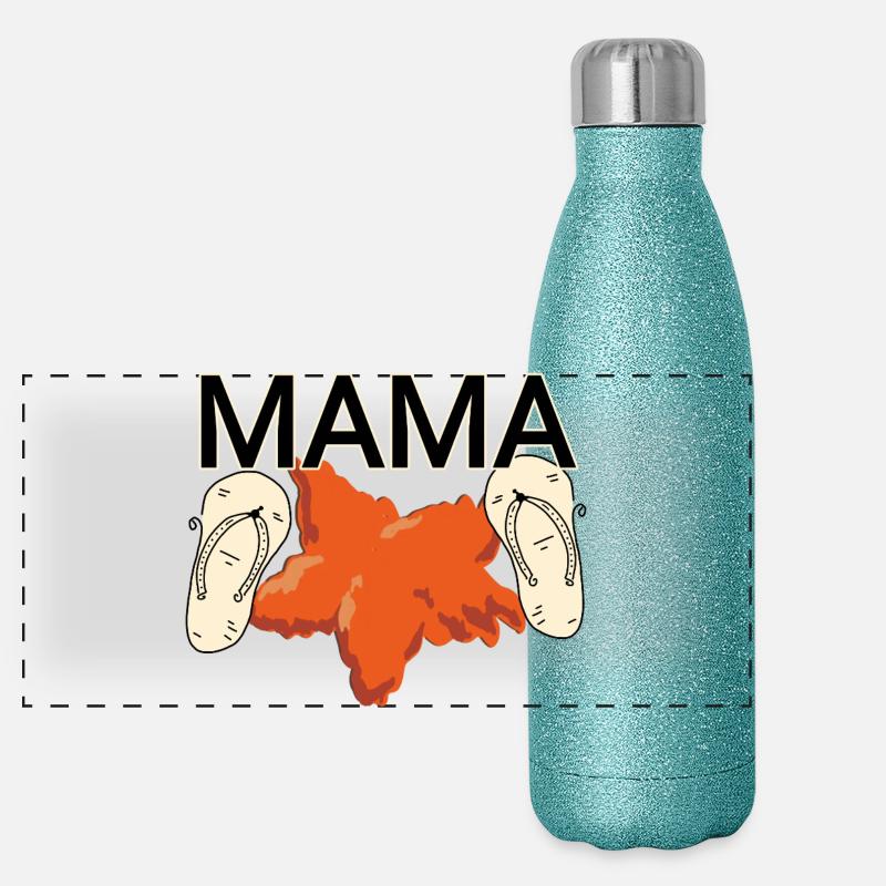 Mama am Strand Panorama Glitzer Isolierflasche 500 ml