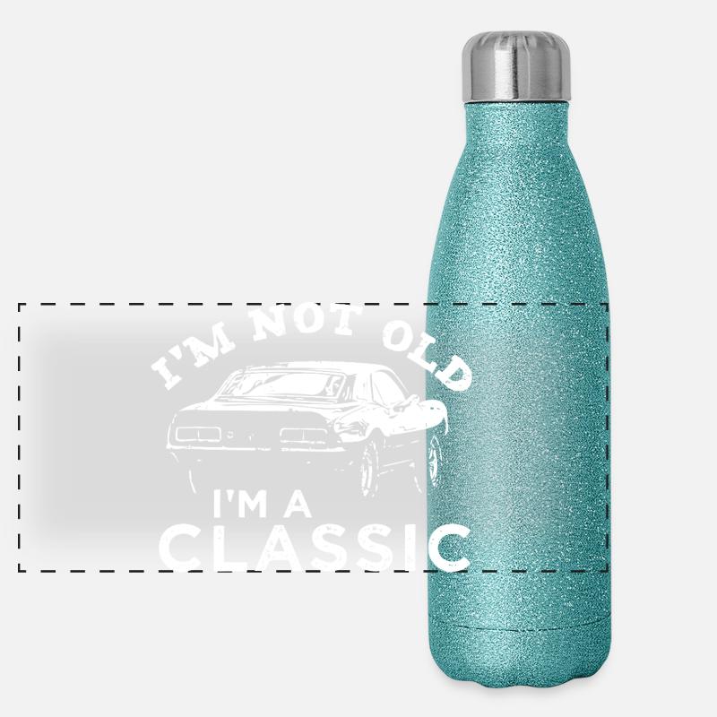 Nicht alt, ich bin ein Oldtimer Panorama Glitzer Isolierflasche 500 ml