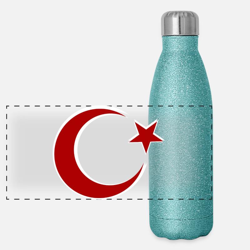 Red Moon Star Motif Turkey Panoramic Glitter Thermal Bottle 500 ml
