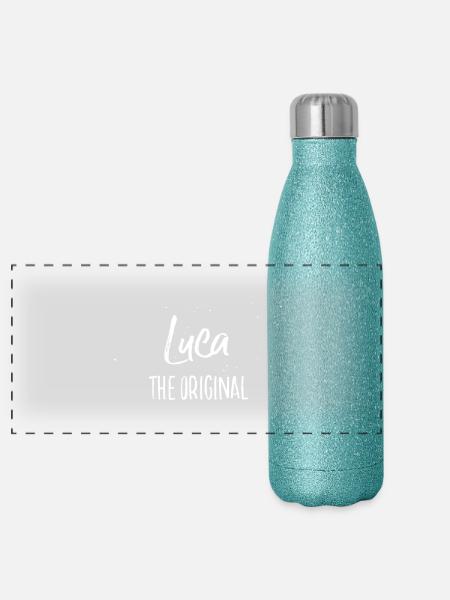 Luca - Panorama Glitzer Isolierflasche 500 ml - Blau Glitzer - Vorne