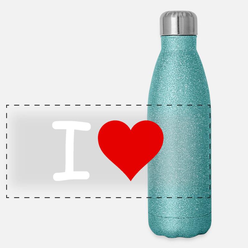 iheart_white Panorama Glitzer Isolierflasche 500 ml