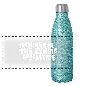 Training For The Zombie Apocalypse - Gourde isotherme panoramique pailletée 500 ml - paillettes bleues - Devant
