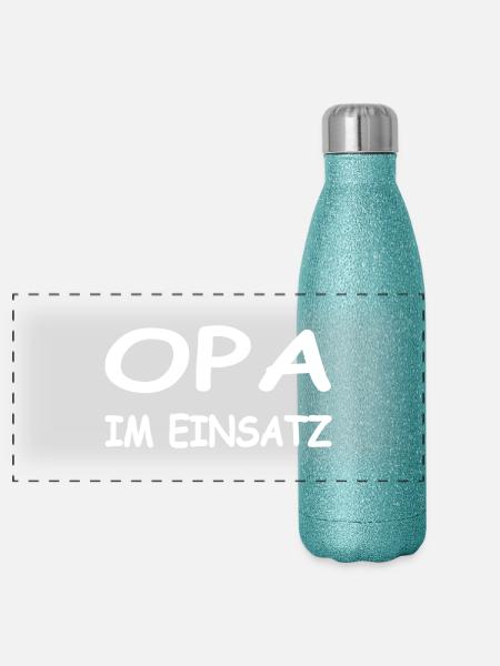 Opa - Panorama Glitzer Isolierflasche 500 ml - Blau Glitzer - Vorne