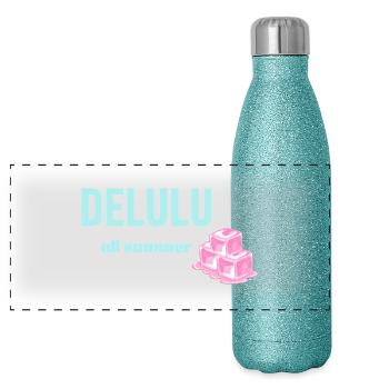 💭 Delulu All Summer – Fantasy Mindset Y2K Soft Gi - Panoramic Glitter Thermal Bottle 500 ml - blue glitter - Front