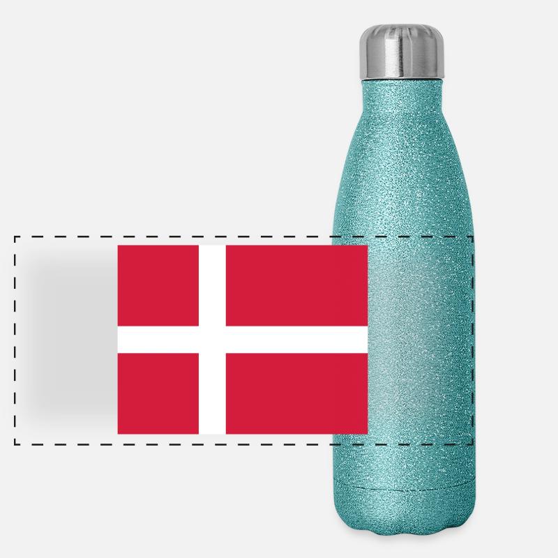 Drapeau national du Danemark Gourde isotherme panoramique pailletée 500 ml