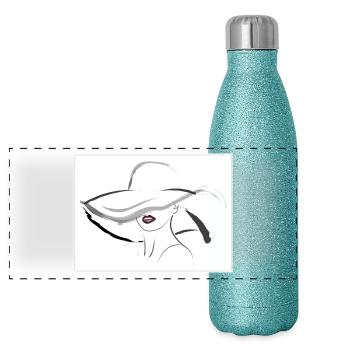 Hat lady - Panoramic Glitter Thermal Bottle 500 ml - blue glitter - Front