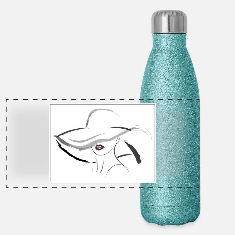 Hat lady - Panoramic Glitter Thermal Bottle 500 ml - blue glitter