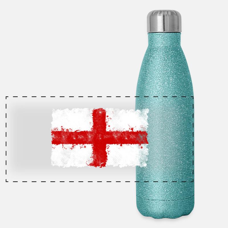 Drapeau de l'Angleterre, drapeau de l'Angleterre, Angleterre, Gourde isotherme panoramique pailletée 500 ml