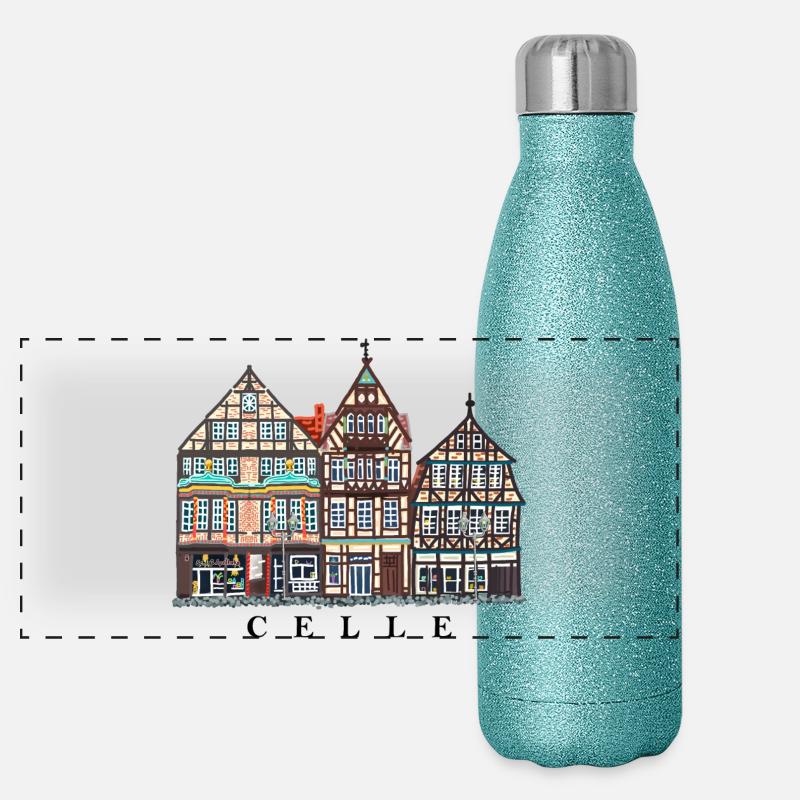 Celle, Lower Saxony, Half-timbered houses, Germany Panoramic Glitter Thermal Bottle 500 ml
