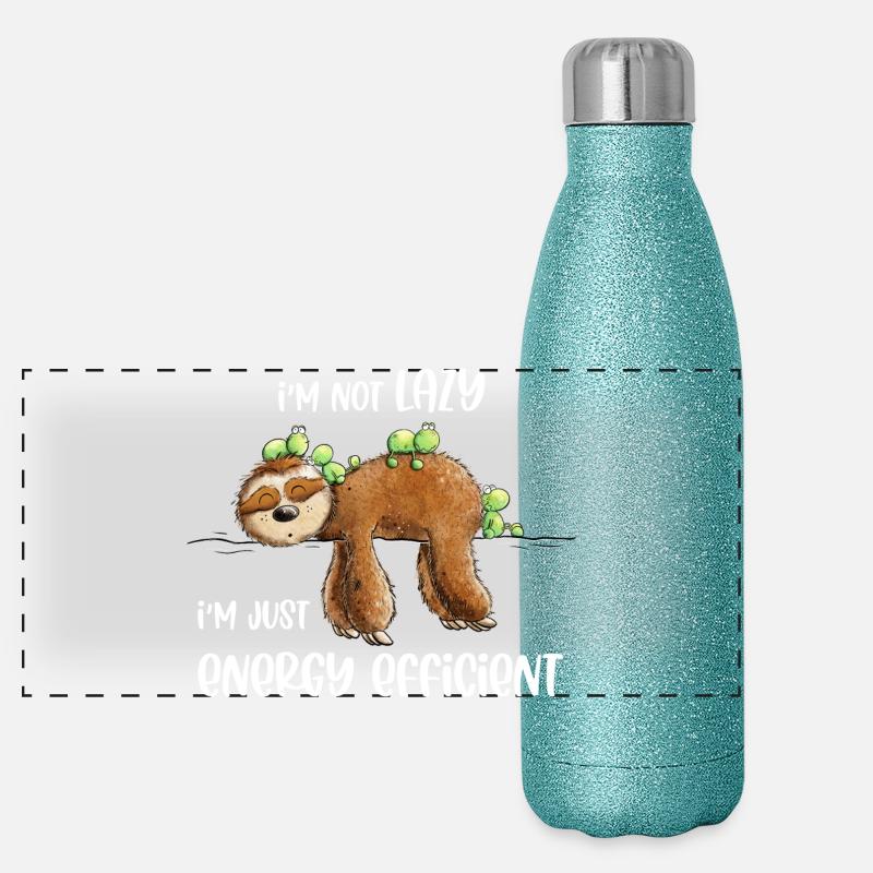 Sloth Saying Lazy Energy Efficient Panoramic Glitter Thermal Bottle 500 ml