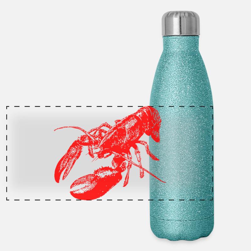 Kühnes Grafikdesign mit rotem Hummer Panorama Glitzer Isolierflasche 500 ml