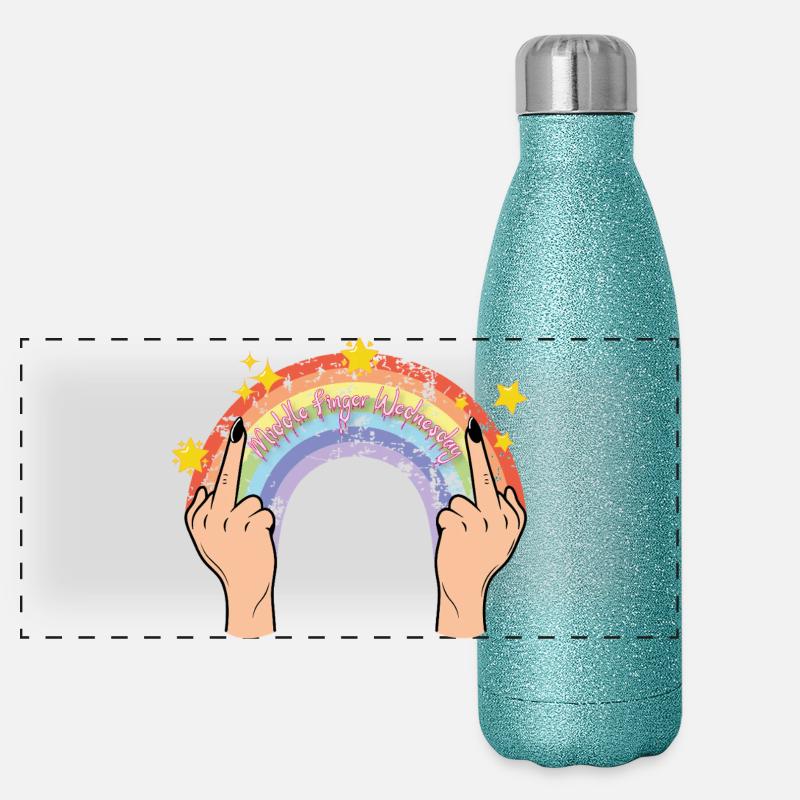 Doigt d’honneur mercredi Gourde isotherme panoramique pailletée 500 ml