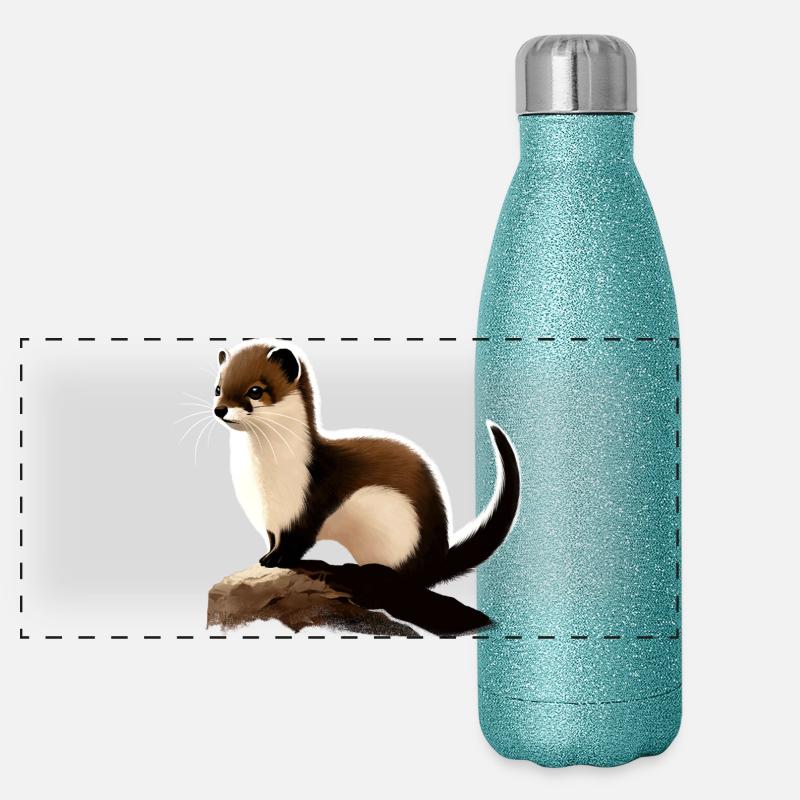 Ermine on rocks Panoramic Glitter Thermal Bottle 500 ml