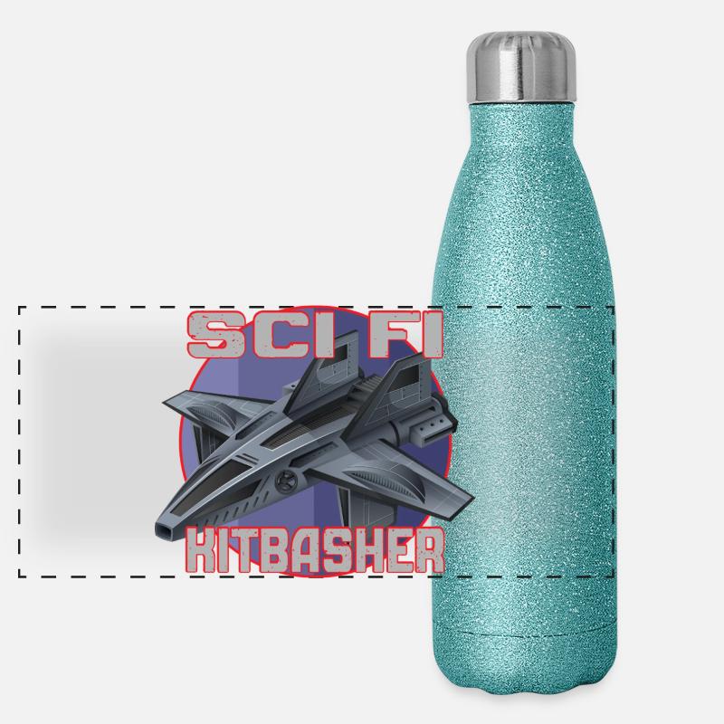 SciFi Kitbasher Jet Design Panorama Glitzer Isolierflasche 500 ml