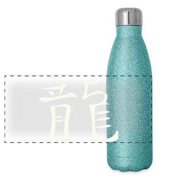 Drache Chinesisch - Panorama Glitzer Isolierflasche 500 ml - Blau Glitzer - Vorne