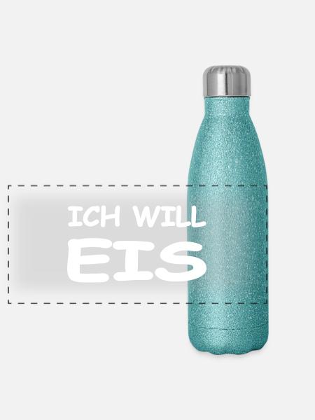 Eis - Panorama Glitzer Isolierflasche 500 ml - Blau Glitzer - Vorne