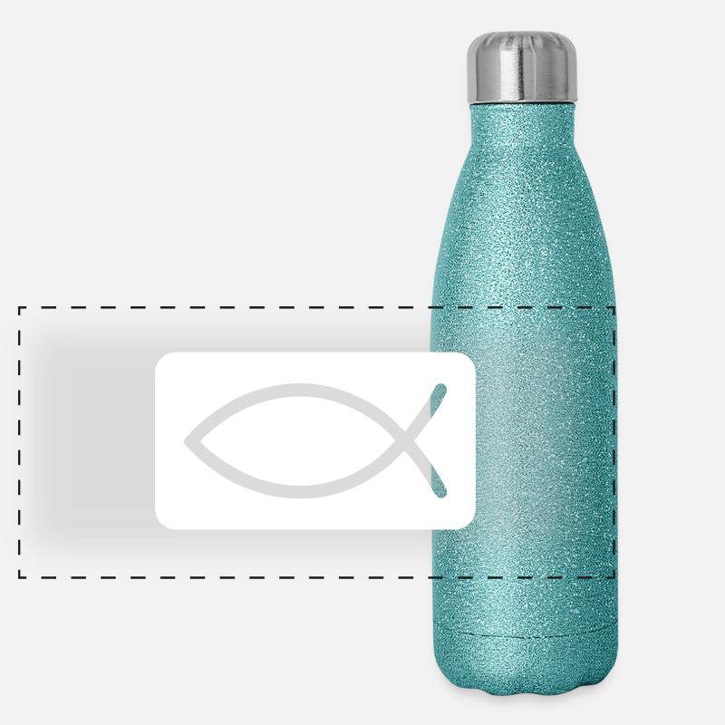 Poisson Jésus chrétien Gourde isotherme panoramique pailletée 500 ml
