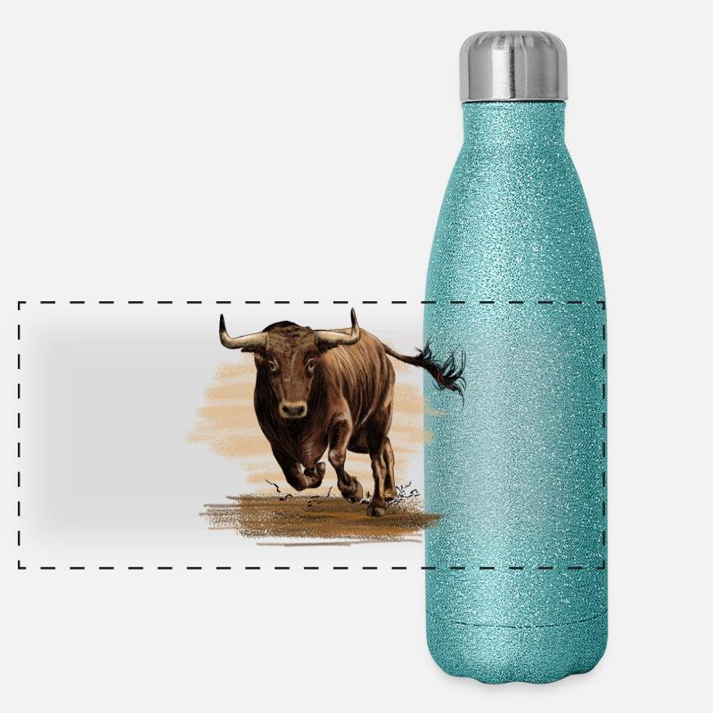 Stier Panorama Glitzer Isolierflasche 500 ml