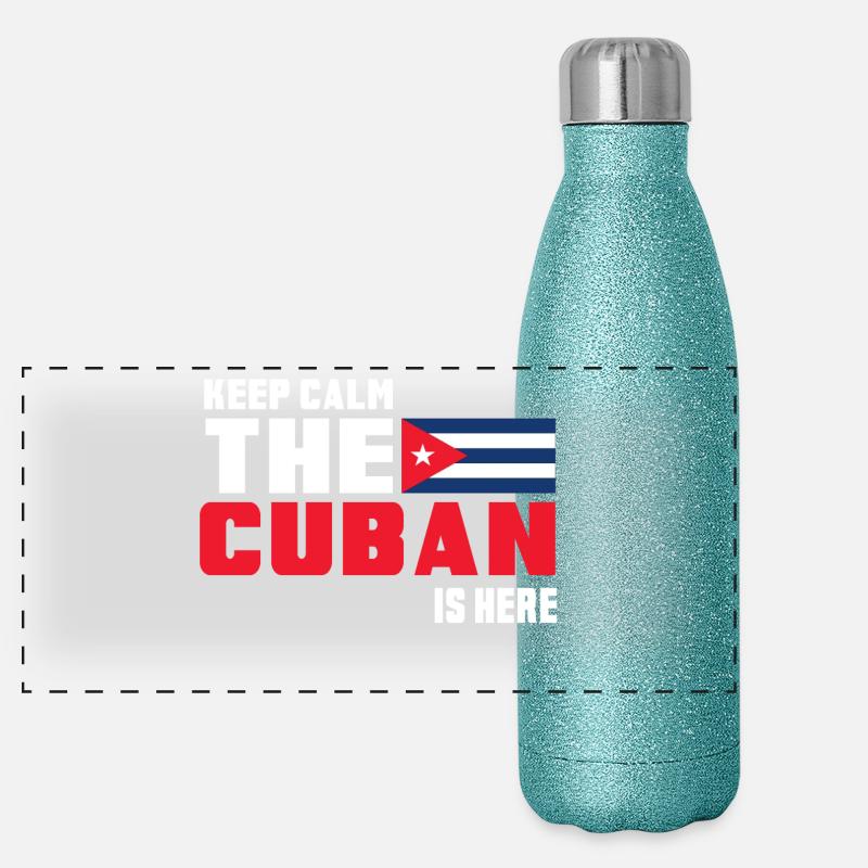 Keep Calm The Cuban is Here Kuba Panorama Glitzer Isolierflasche 500 ml