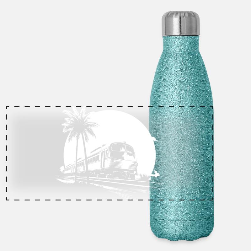 Train Graphics Panoramic Glitter Thermal Bottle 500 ml