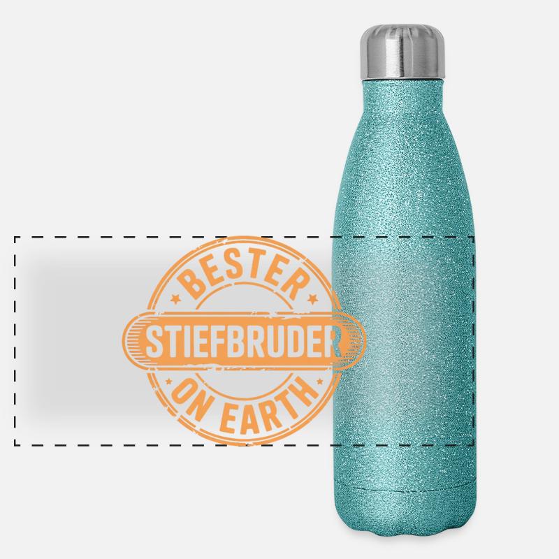 Bester Stiefbruder Panorama Glitzer Isolierflasche 500 ml