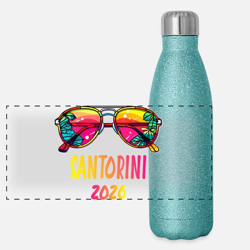 Lunettes de soleil colorées Santorin 2026 Gourde isotherme panoramique pailletée 500 ml