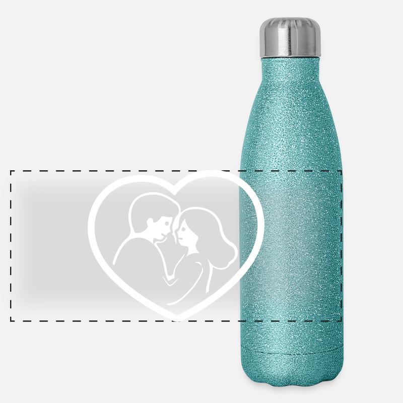 Paar Herz Beziehung Panorama Glitzer Isolierflasche 500 ml