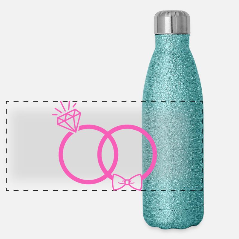 Eheringe pink Panorama Glitzer Isolierflasche 500 ml