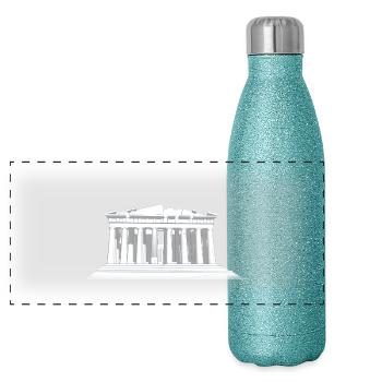 PARTHENON - Panorama Glitzer Isolierflasche 500 ml - Blau Glitzer - Vorne