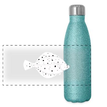 Scholle_vollformat_weiss - Panorama Glitzer Isolierflasche 500 ml - Blau Glitzer - Vorne