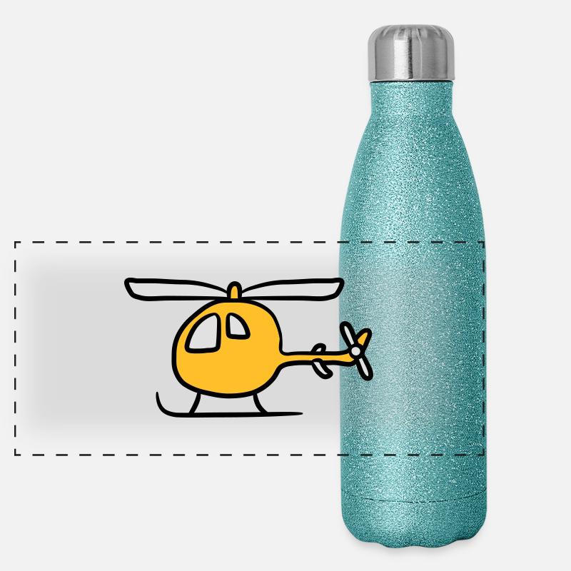 Enfants dessin animé comique Heli mignon Gourde isotherme panoramique pailletée 500 ml