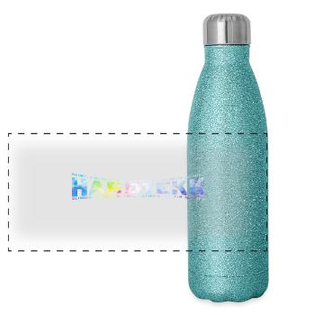 LOVE TECHNO GESCHENK goa pbm HARDTEKK raver - Panorama Glitzer Isolierflasche 500 ml - Blau Glitzer - Vorne