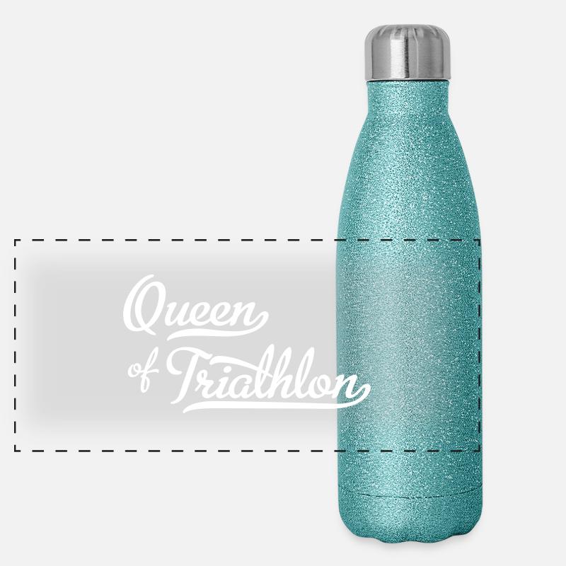 Queen of Triathlon Panorama Glitzer Isolierflasche 500 ml
