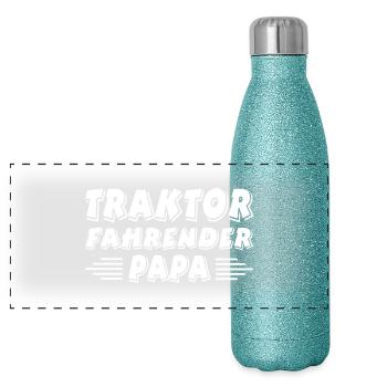 Traktor - Panorama Glitzer Isolierflasche 500 ml - Blau Glitzer - Vorne