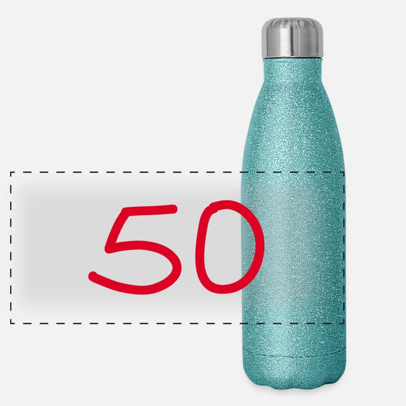50e anniversaire cinquante numéro blanc Gourde isotherme panoramique pailletée 500 ml