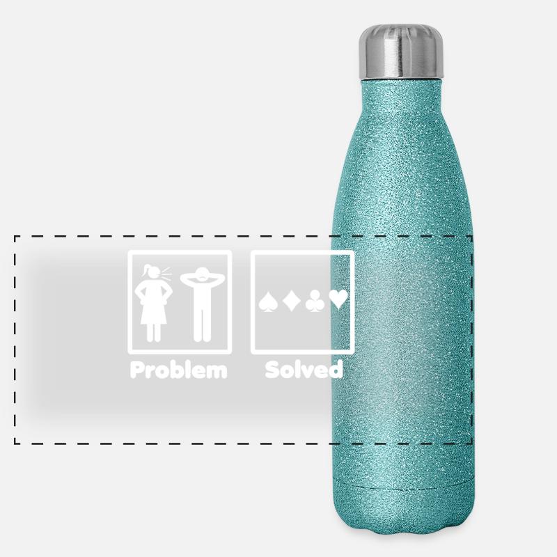problem solved poker pokern Panorama Glitzer Isolierflasche 500 ml
