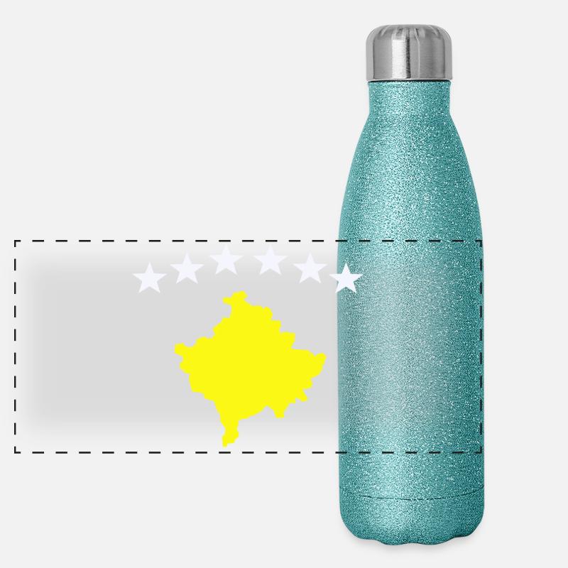 Kosovo flag Panoramic Glitter Thermal Bottle 500 ml