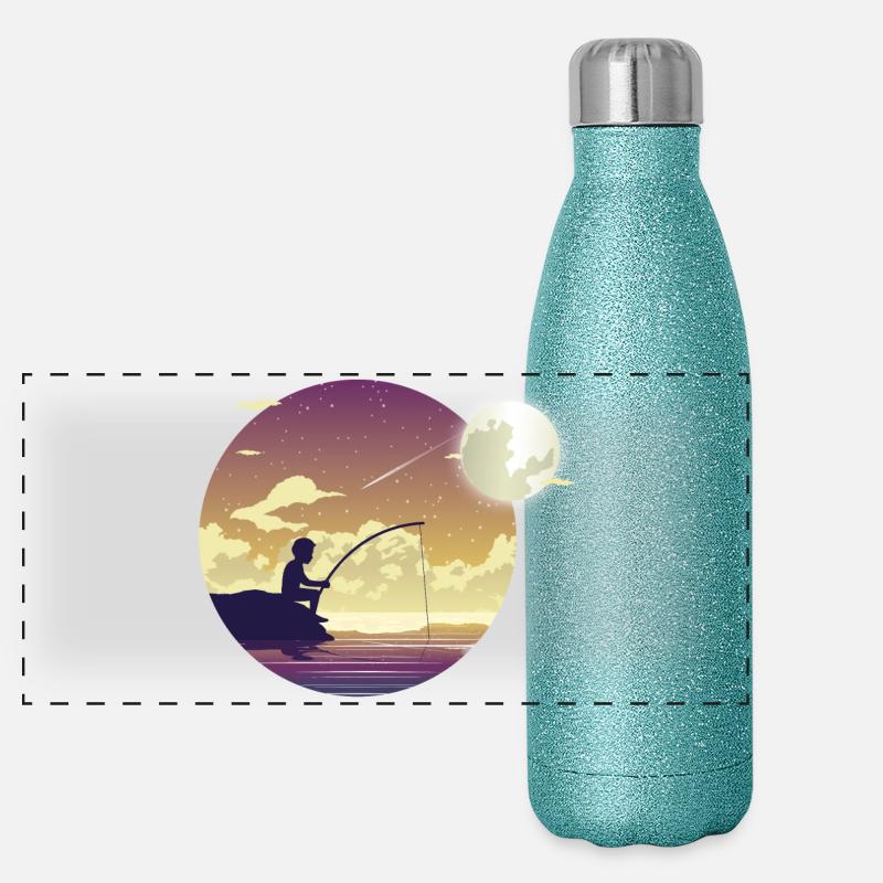 Moonlight fisherman Panoramic Glitter Thermal Bottle 500 ml