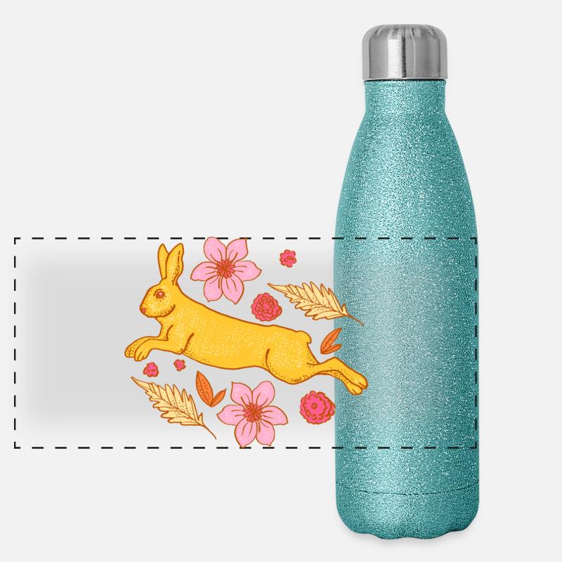 Bunter Osterhase Panorama Glitzer Isolierflasche 500 ml