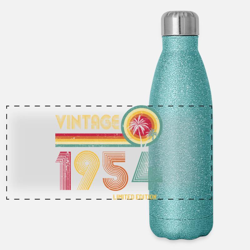 Rétro 1954 Palm Sunset Edition Gourde isotherme panoramique pailletée 500 ml