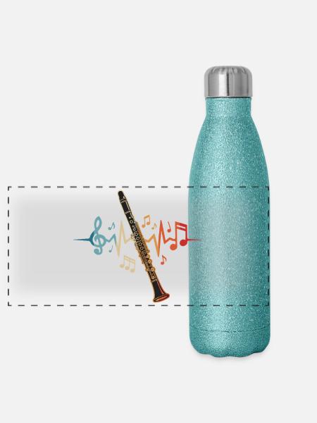 Klarinette Herzschlag Klarinettist Musiker - Panorama Glitzer Isolierflasche 500 ml - Blau Glitzer