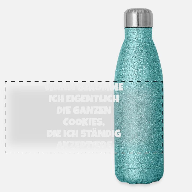 Cookie Akzeptieren – Lustiger Spruch Panorama Glitzer Isolierflasche 500 ml