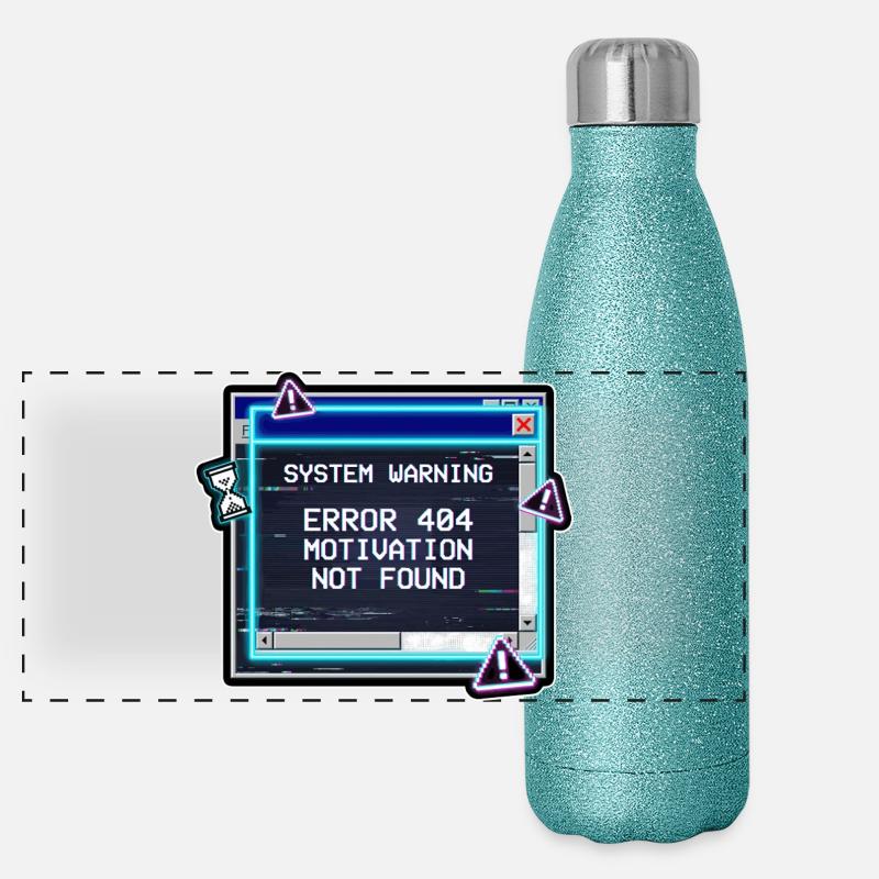 Error 404 Motivation Glitch Panorama Glitzer Isolierflasche 500 ml