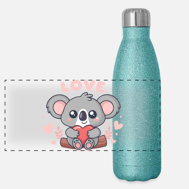Koala Coeur Doux Love Gourde isotherme panoramique pailletée 500 ml