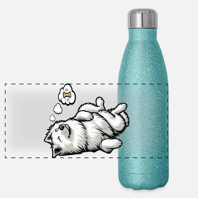 Weißer Schäferhund Schäferhund Schäferhunde Panorama Glitzer Isolierflasche 500 ml