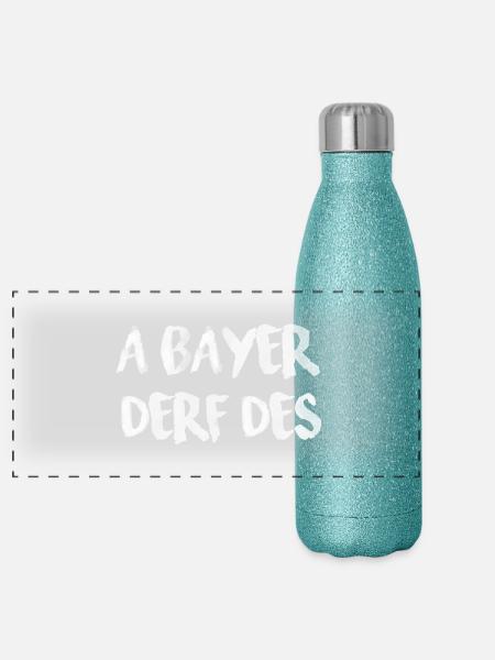 A Bayer derf des! Bayrisch lustig! Bayern - Panorama Glitzer Isolierflasche 500 ml - Blau Glitzer - Vorne