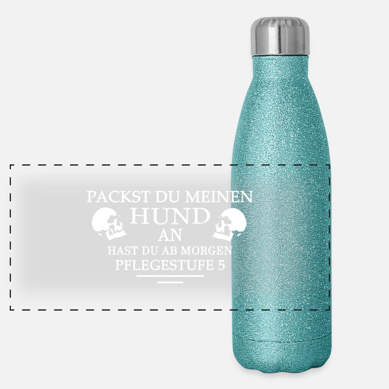 Packst du meinen Hund an... Panorama Glitzer Isolierflasche 500 ml