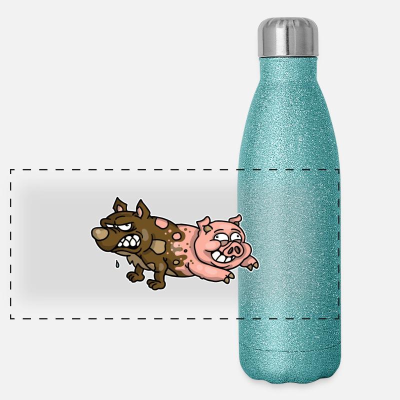 Schweinehund Panorama Glitzer Isolierflasche 500 ml