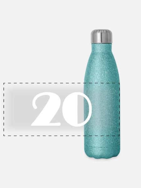 20,20 JAHRE,20-JÄHRIGES JUBILÄUM,20-JÄHRIGES JUBILÄUM,20 - Panorama Glitzer Isolierflasche 500 ml - Blau Glitzer - Vorne