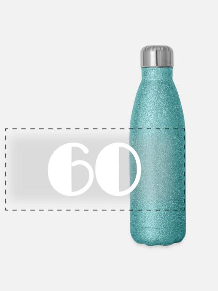 60. ANNIVERSARY. HAPPY BIRTHDAY - Panoramic Glitter Thermal Bottle 500 ml - blue glitter - Front